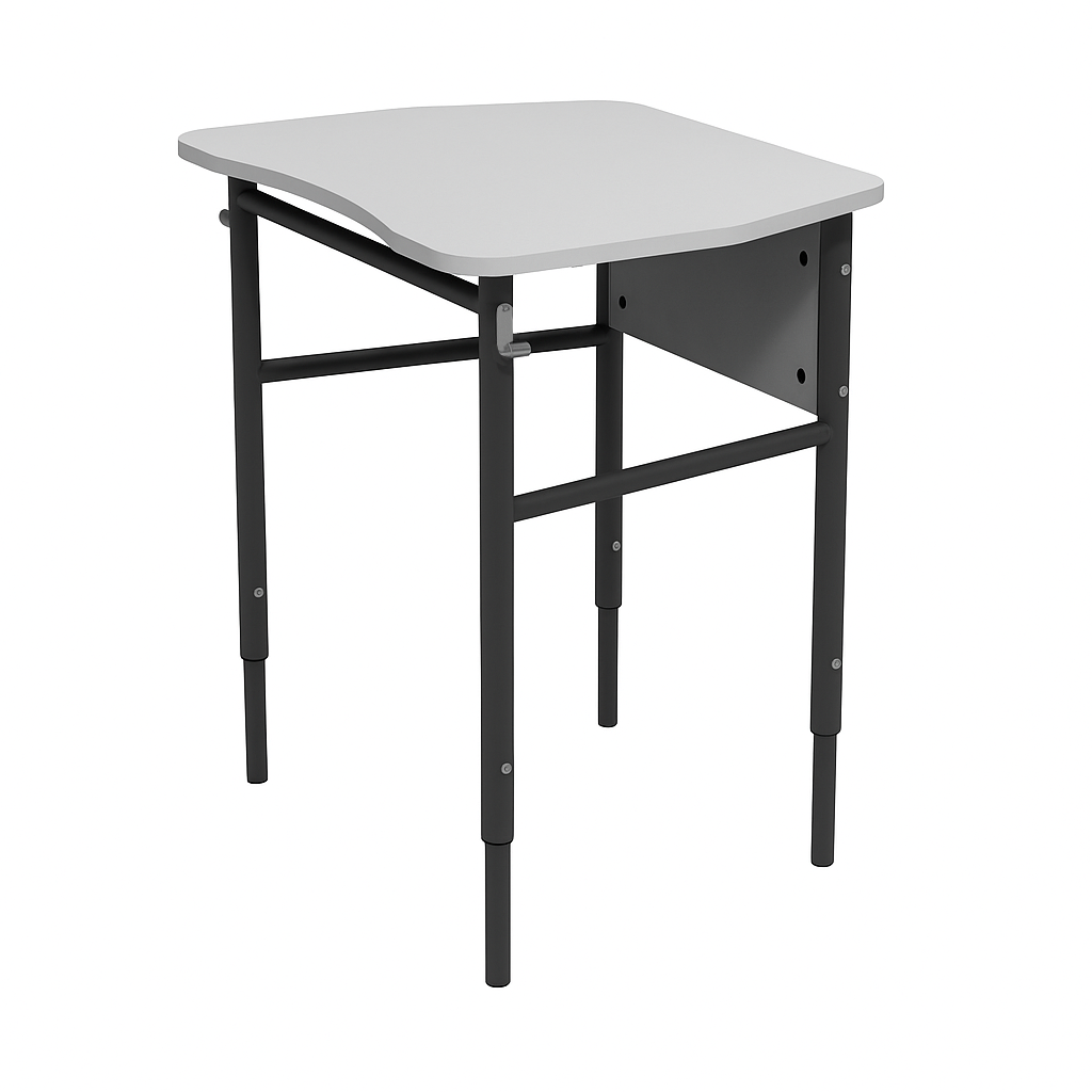 6-кутний учнівський стіл з полицею, на металевому каркасі (кругла труба), ЛЕЛЕКА, 700х550х640-820 мм.